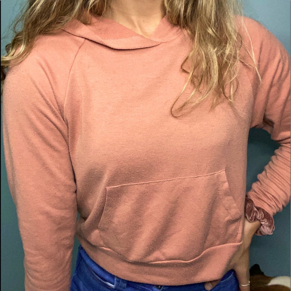 Beautiful salmon colored cropped hoodie.